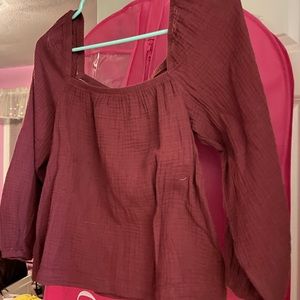 Anthropologie red long sleeve top